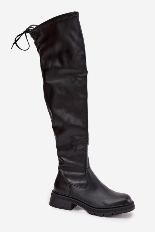 Women's Knee High Boots with Laces Black Rylissa Women's Knee High Boots with Laces Black Rylissa