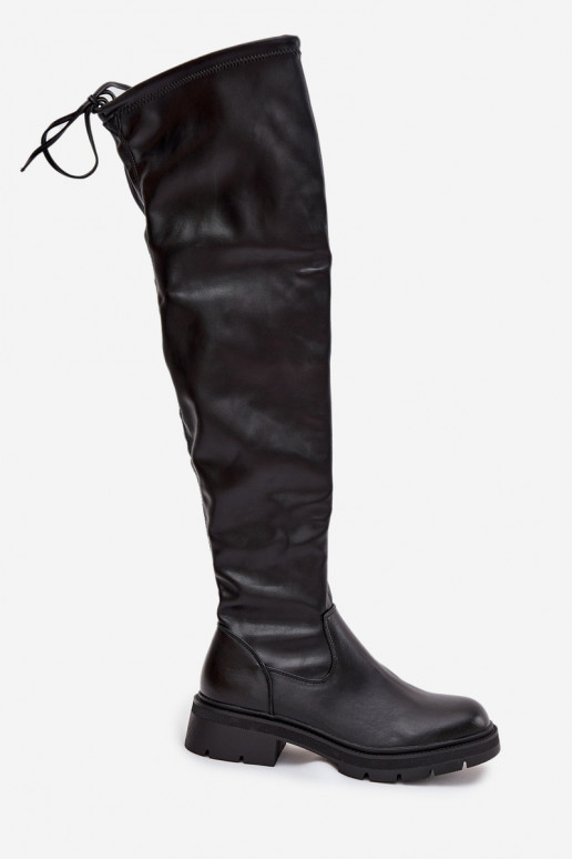 Women's Knee High Boots with Laces Black Rylissa Women's Knee High Boots with Laces Black Rylissa