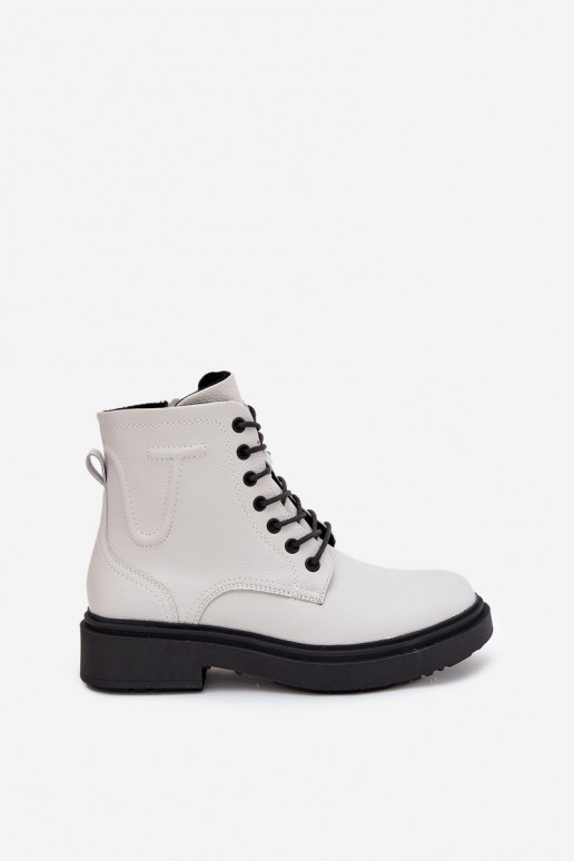 Ocieplane Botki DamskiewithNaturalnej Skóry Sergio Leone BT25248-S Białe Ocieplane Botki DamskiewithNaturalnej Skóry Sergio Leone BT25248-S Białe