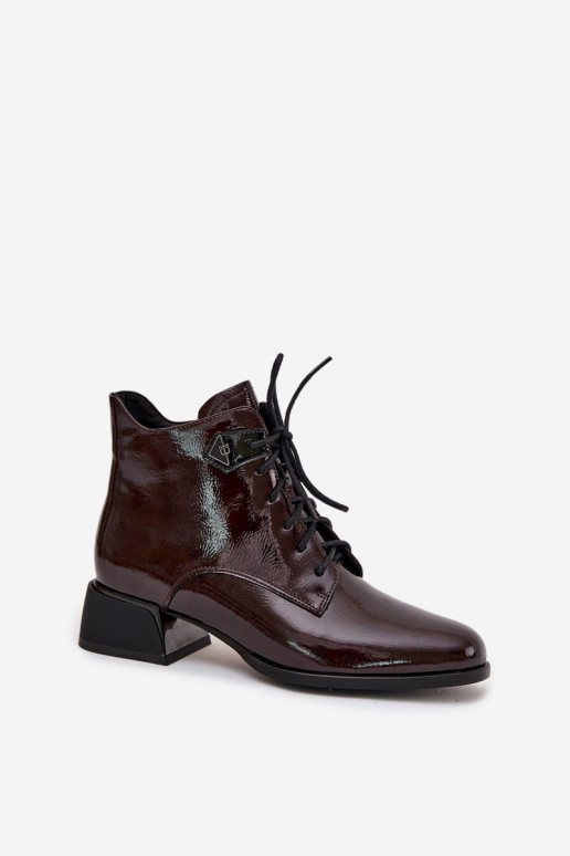 Leather Patent Ladies Ankle Boots on Block Heel Artiker 57C1119 Burgundy Leather Patent Ladies Ankle Boots on Block Heel Artiker 57C1119 Burgundy