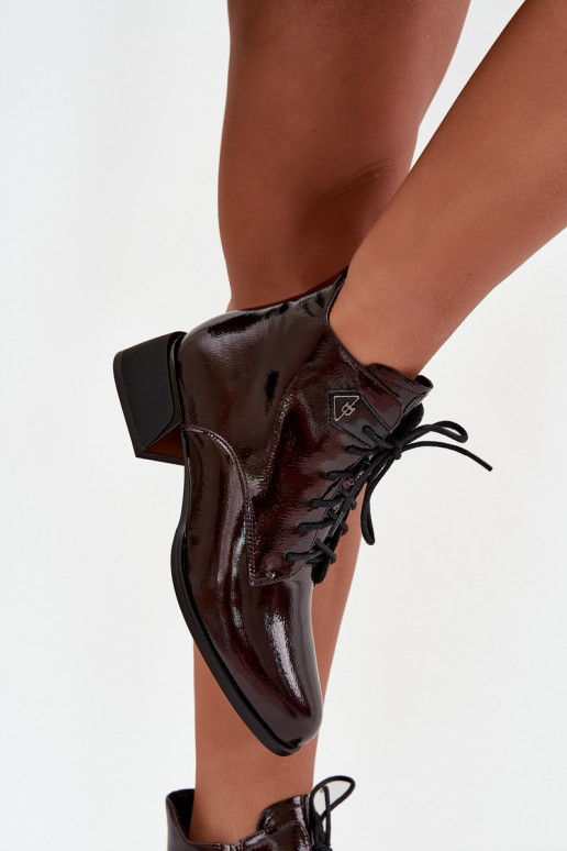 Leather Patent Ladies Ankle Boots on Block Heel Artiker 57C1119 Burgundy Leather Patent Ladies Ankle Boots on Block Heel Artiker 57C1119 Burgundy