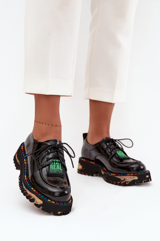 Lakierowane Skórzane Półbuty Damskie Artiker 57C0172 Czarne