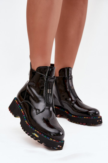 Patent Leather Women's Boots Made of Genuine Leather Insulated Artiker 57C0166 Black 2