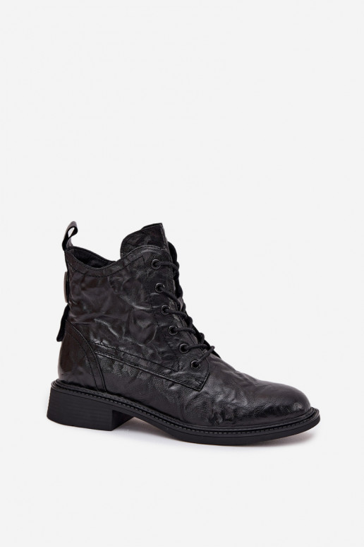 Botki DamskiewithNaturalnej Skóry Ocieplane Artiker 57C1006 Czarne