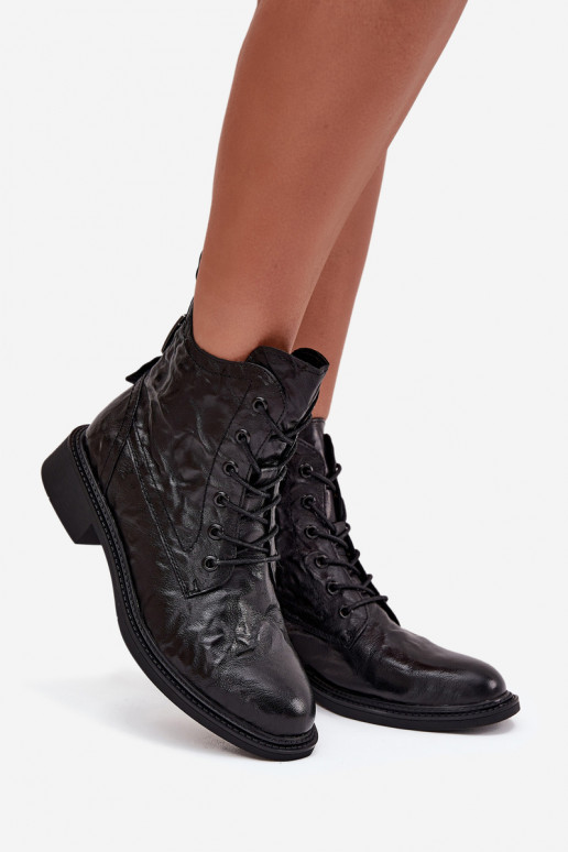 Botki DamskiewithNaturalnej Skóry Ocieplane Artiker 57C1006 Czarne