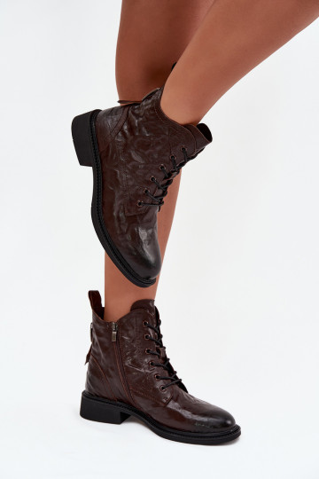 Women's Boots Made of Natural Leather Heated Artiker 57C1005 Chocolate