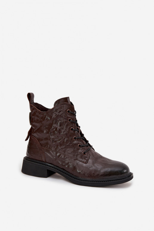 Women's Boots Made of Natural Leather Heated Artiker 57C1005 Chocolate