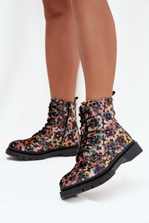 Women's insulated boots with floral design Artiker 57C1050 multicolor