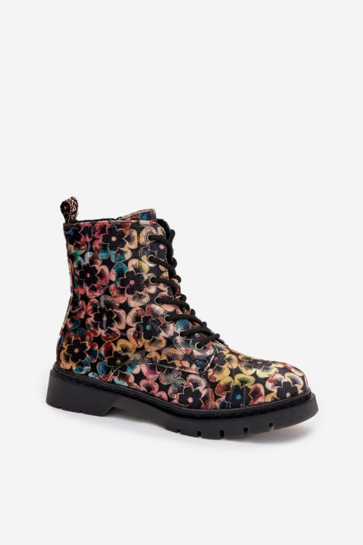 Women's insulated boots with floral design Artiker 57C1050 multicolor