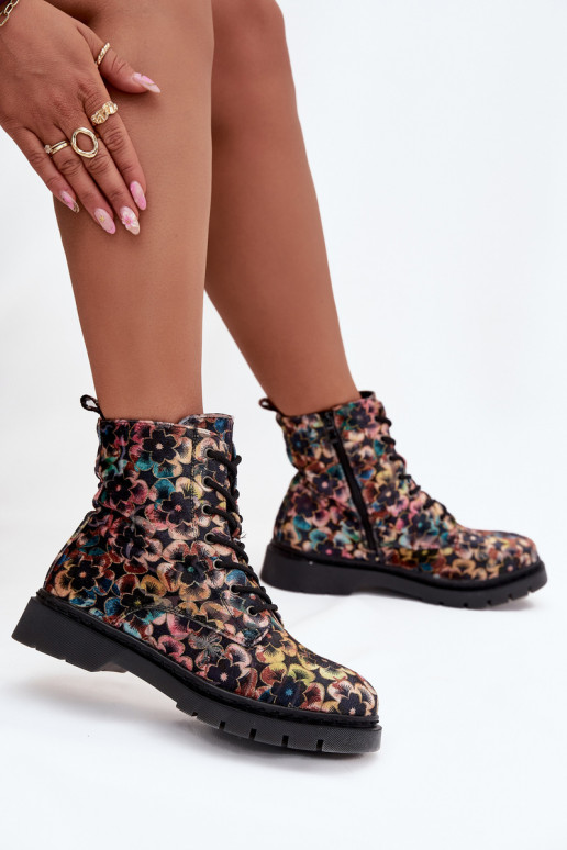 Women's insulated boots with floral design Artiker 57C1050 multicolor