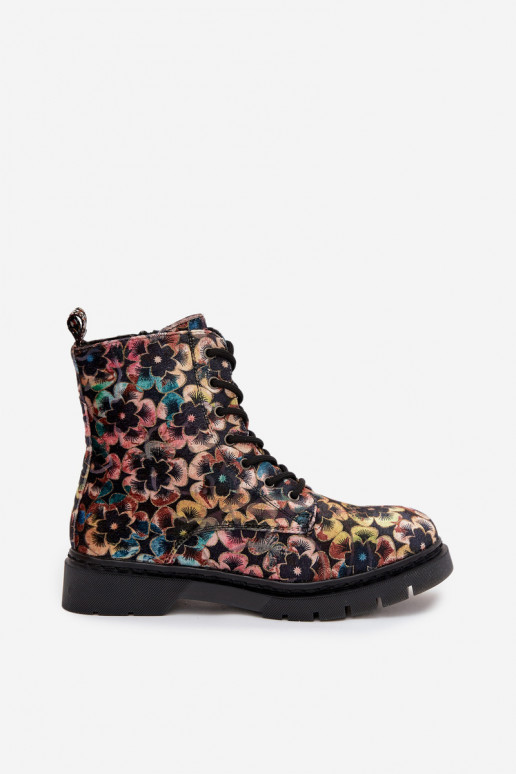 Women's insulated boots with floral design Artiker 57C1050 multicolor