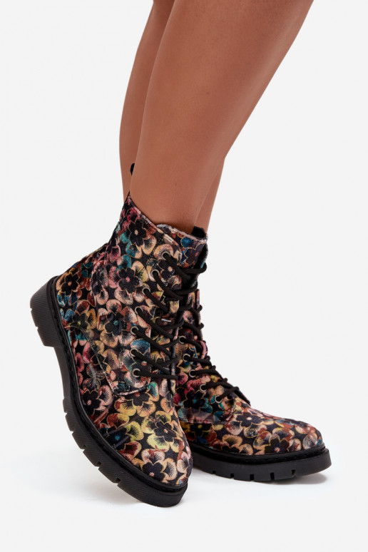 Women's insulated boots with floral design Artiker 57C1050 multicolor
