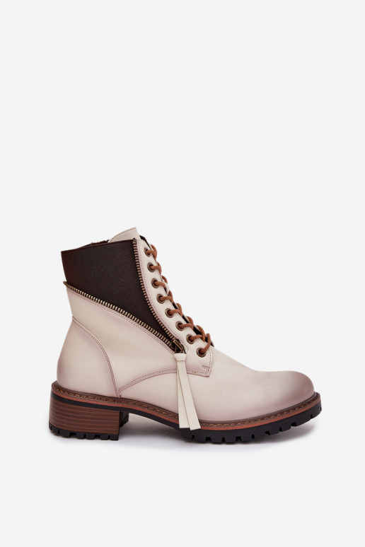 Women's insulated ankle boots on wedge Vinceza 58559 beige