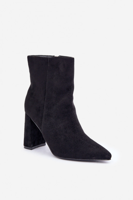 Ankle Boots With Pointed Toes On A Heel Eco Suede Black Artolla Ankle Boots With Pointed Toes On A Heel Eco Suede Black Artolla