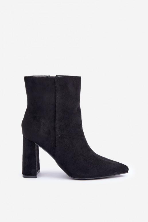 Ankle Boots With Pointed Toes On A Heel Eco Suede Black Artolla Ankle Boots With Pointed Toes On A Heel Eco Suede Black Artolla