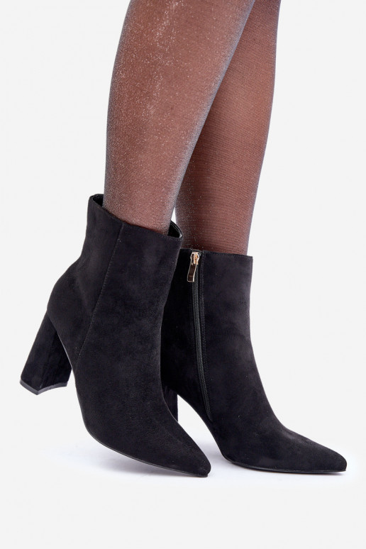 Ankle Boots With Pointed Toes On A Heel Eco Suede Black Artolla Ankle Boots With Pointed Toes On A Heel Eco Suede Black Artolla