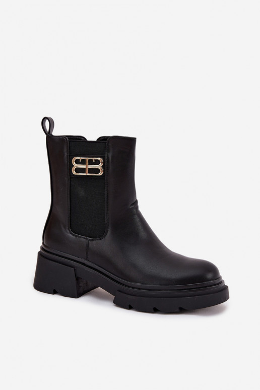 Women's ankle boots with gold detail insulated black Serene Women's ankle boots with gold detail insulated black Serene