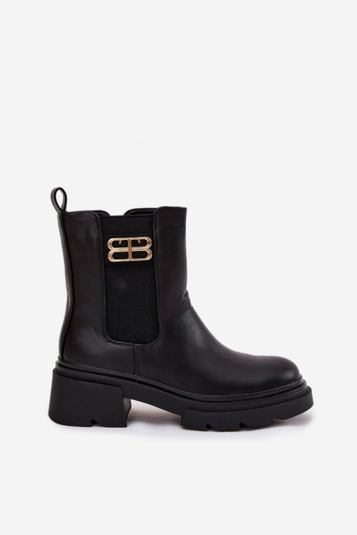 Women's ankle boots with gold detail insulated black Serene Women's ankle boots with gold detail insulated black Serene