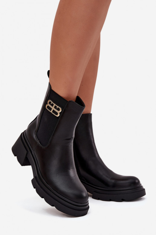 Women's ankle boots with gold detail insulated black Serene Women's ankle boots with gold detail insulated black Serene