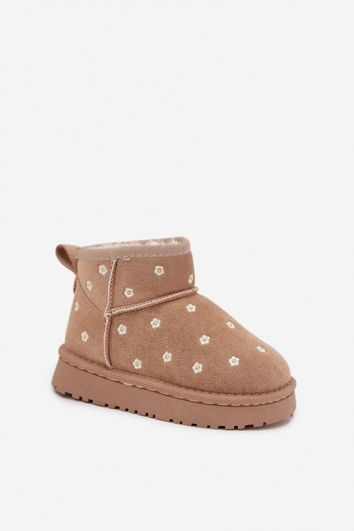 Children's snow boots decorated with flowers beige Gracina