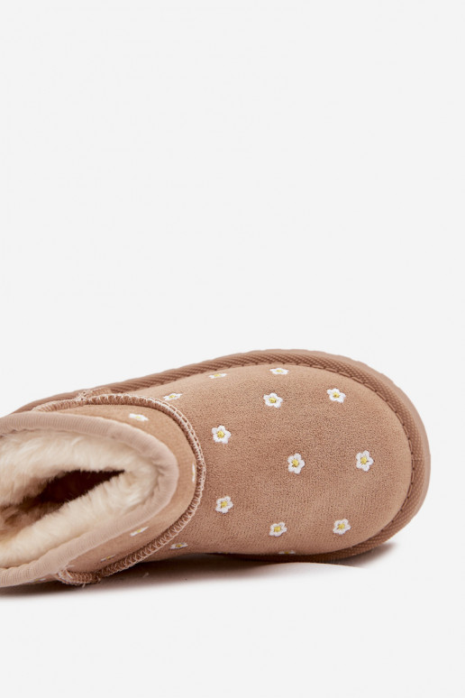Children's snow boots decorated with flowers beige Gracina