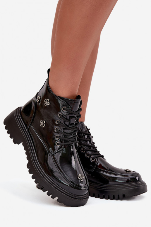 Leather Insulated Women's Boots with Decorations Artiker 57C0345 Black