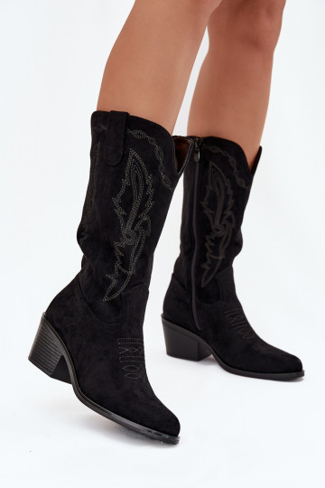 Women's Cowboy Boots Heeled Insulated Vinceza 16508 Black 2
