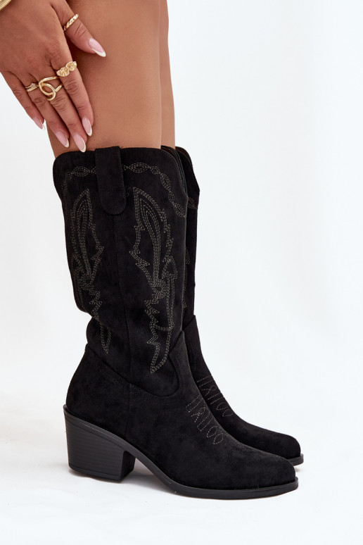 Women's Cowboy Boots Heeled Insulated Vinceza 16508 Black