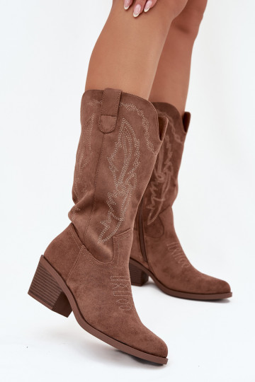 Women's Cowboy Boots with Heel Vinceza 16508 Dark Beige 2