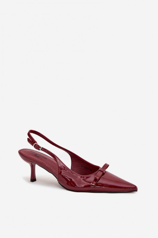 Patent leather pumps with heel with bow burgundy Olvena Patent leather pumps with heel with bow burgundy Olvena