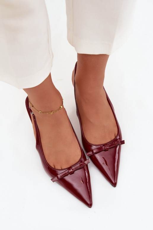 Patent leather pumps with heel with bow burgundy Olvena Patent leather pumps with heel with bow burgundy Olvena