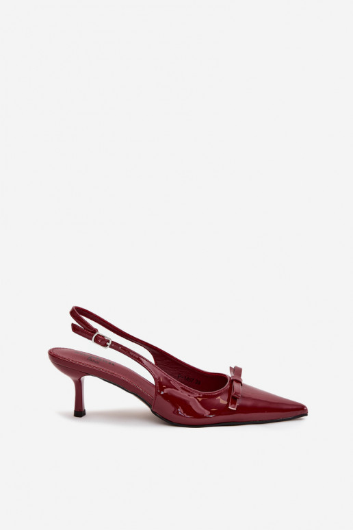 Patent leather pumps with heel with bow burgundy Olvena Patent leather pumps with heel with bow burgundy Olvena