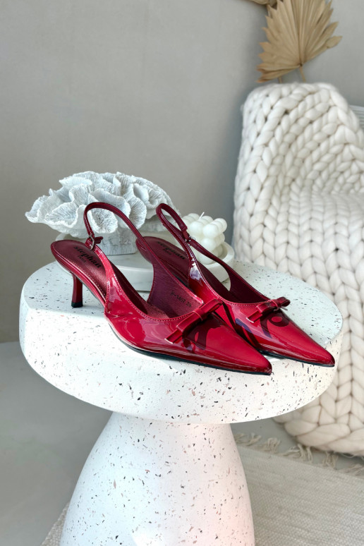 Patent leather pumps with heel with bow burgundy Olvena Patent leather pumps with heel with bow burgundy Olvena