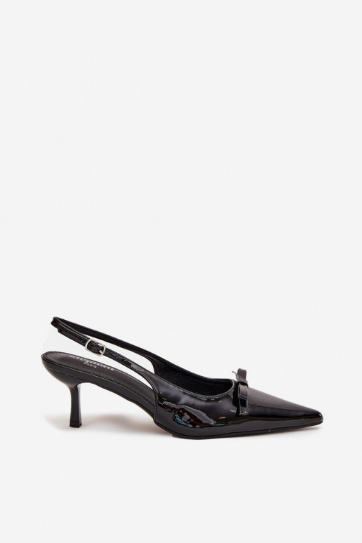 Patent Leather Heeled Pumps With Bow Black Olvena Patent Leather Heeled Pumps With Bow Black Olvena