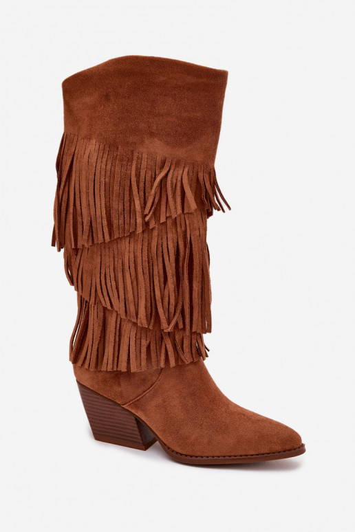 Insulated Cowboy Boots Women's With Fringes Camel Brivina