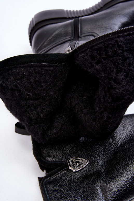 Zazoo 70121 Skórzane Damskie KozakiwithWełną Czarne