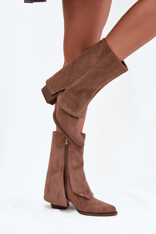 Women's Winter Boots with Turned Shaft Vinceza 16516 Beige