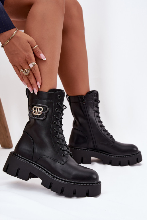 Insulated workery women's shoes with decoration Black Melisse