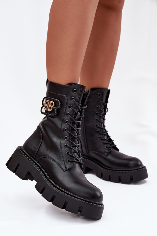 Insulated workery women's shoes with decoration Black Melisse