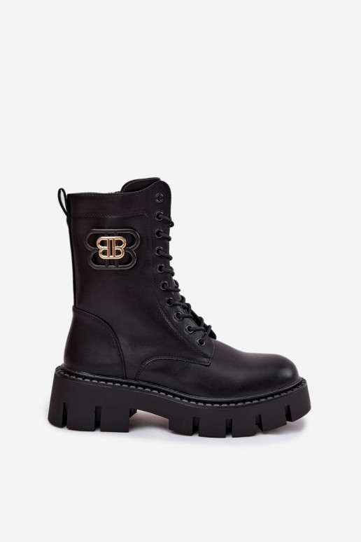 Ocieplane Botki Wokrery DamskiewithOzdobą Czarne Melisse