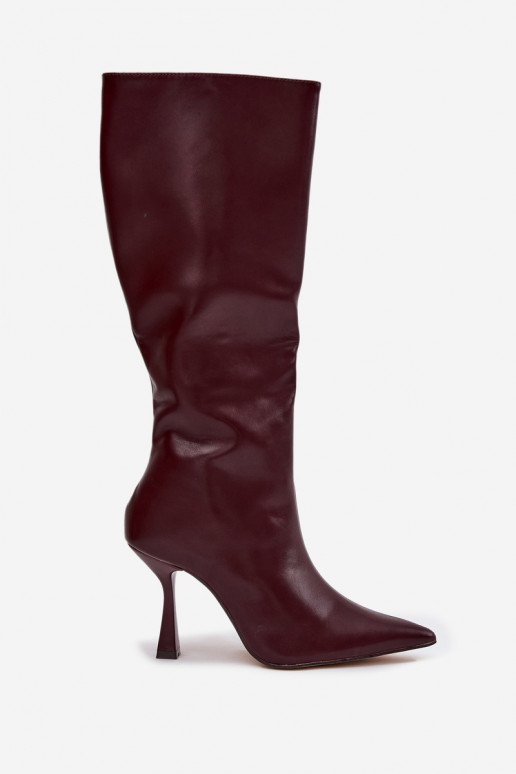 Knee-high heeled women's boots Bordeaux Vionette