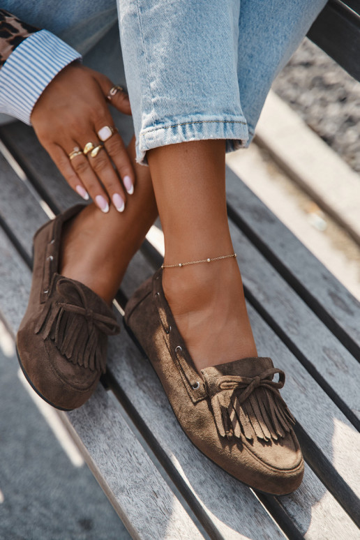 Women's Loafers with Fringes and Bow Dark Green Olivianne