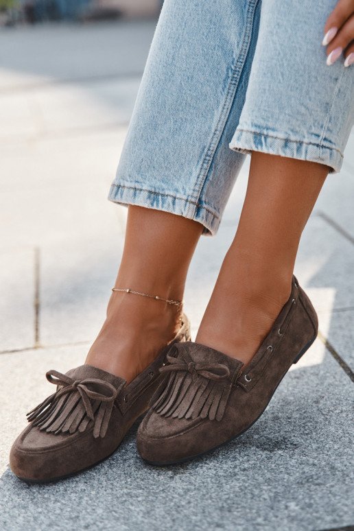 Women's Loafers with Fringes and Bow Dark Green Olivianne