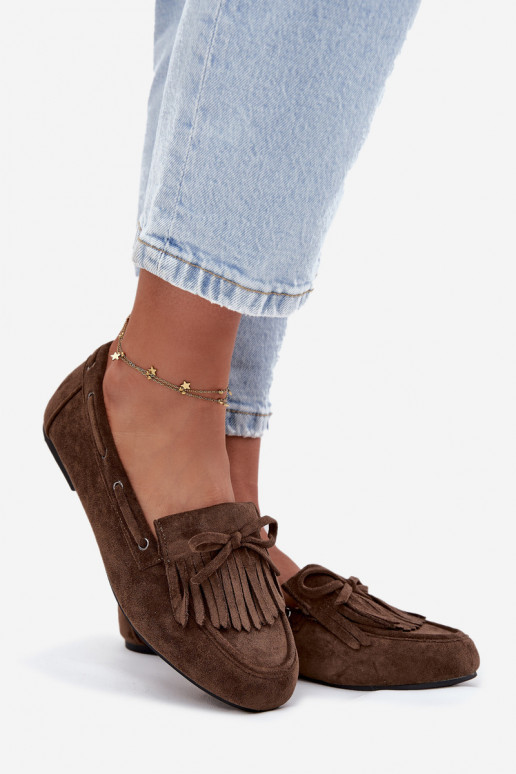 Mokasyny DamskiewithFrędzlami I Kokardką Ciemnozielone Olivianne