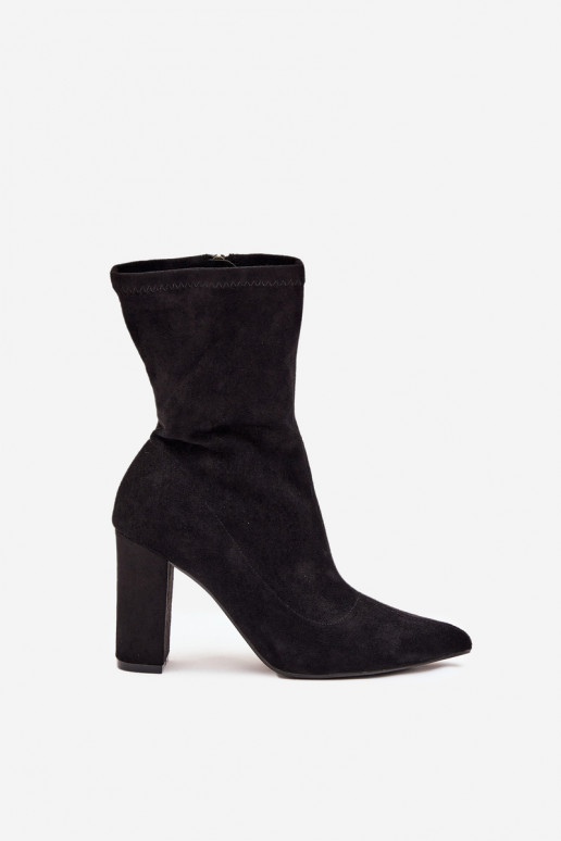 Women's heeled ankle boots with stitching black Rosivelle