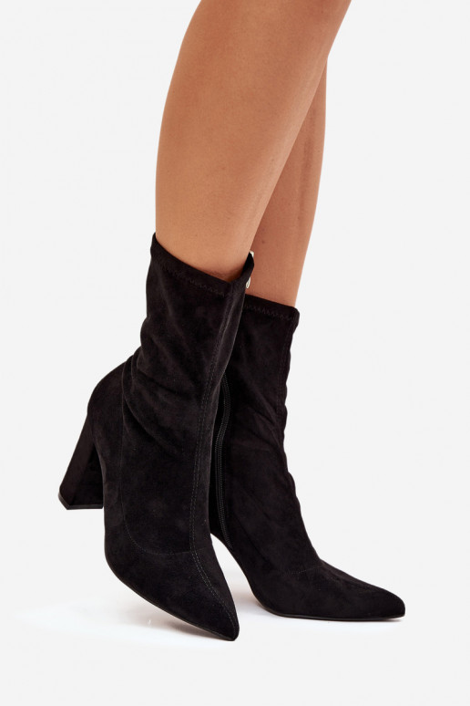 Women's heeled ankle boots with stitching black Rosivelle