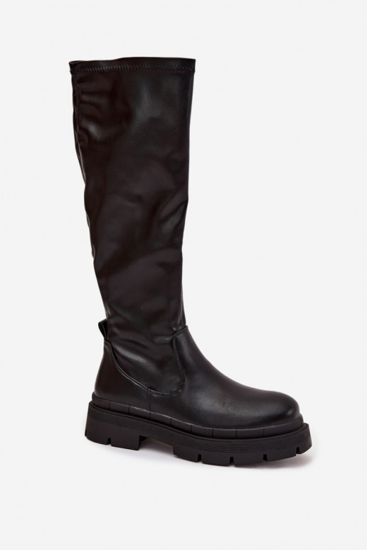 Women s platform boots made of eco leather black Marivelle Women s platform boots made of eco leather black Marivelle