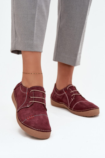 Leather Women's Loafers with Stitching Artiker 57C2111 Burgundy 2