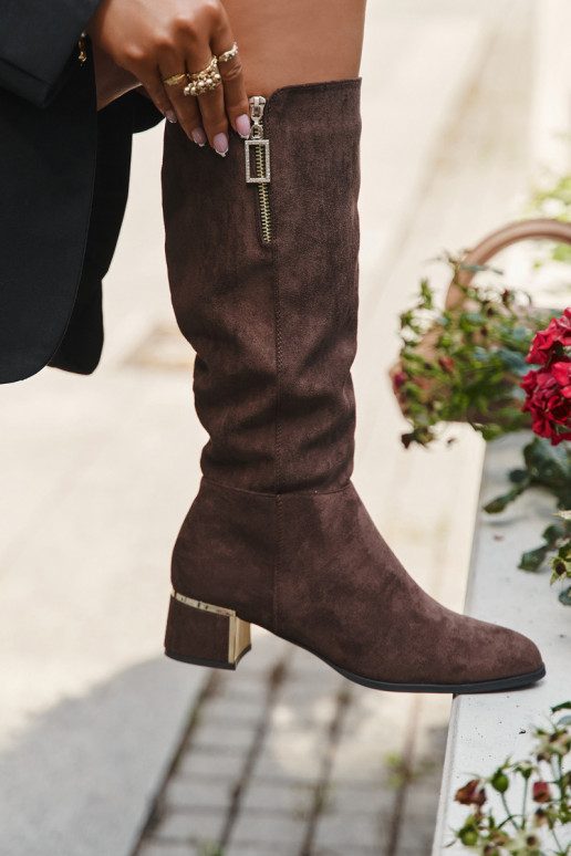 Women's heeled boots made of eco suede brown Lyvienne