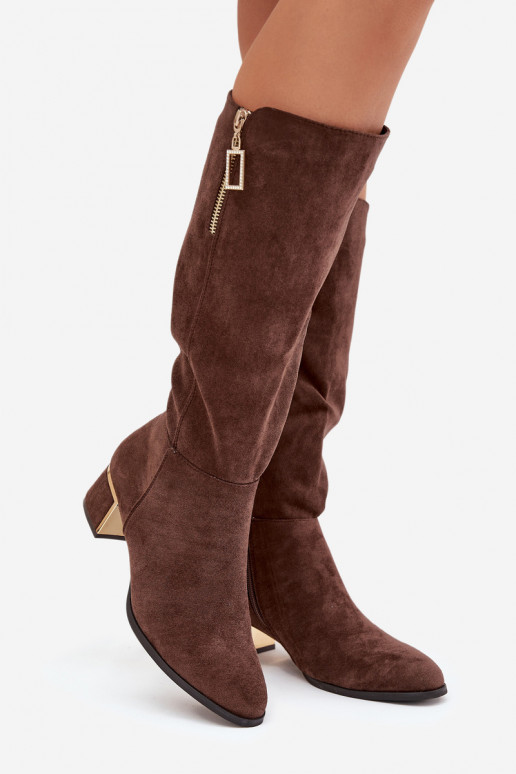 Women's heeled boots made of eco suede brown Lyvienne